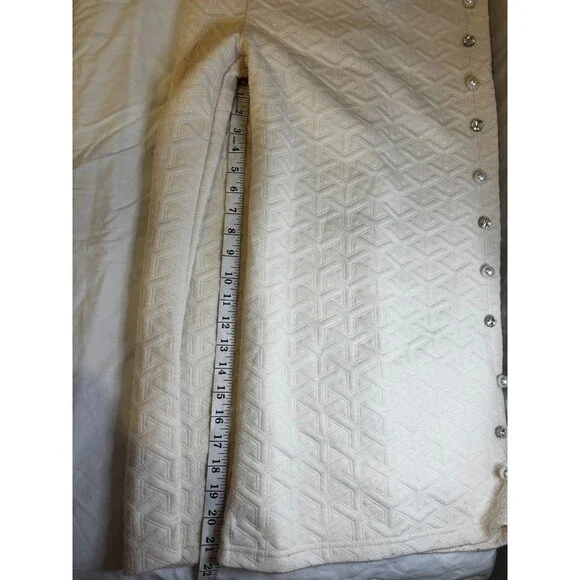 Simply Southern XXL Ivory Quilted Capri Pants Pearl Jewel Rhinestone Embellished - Picture 9 of 11